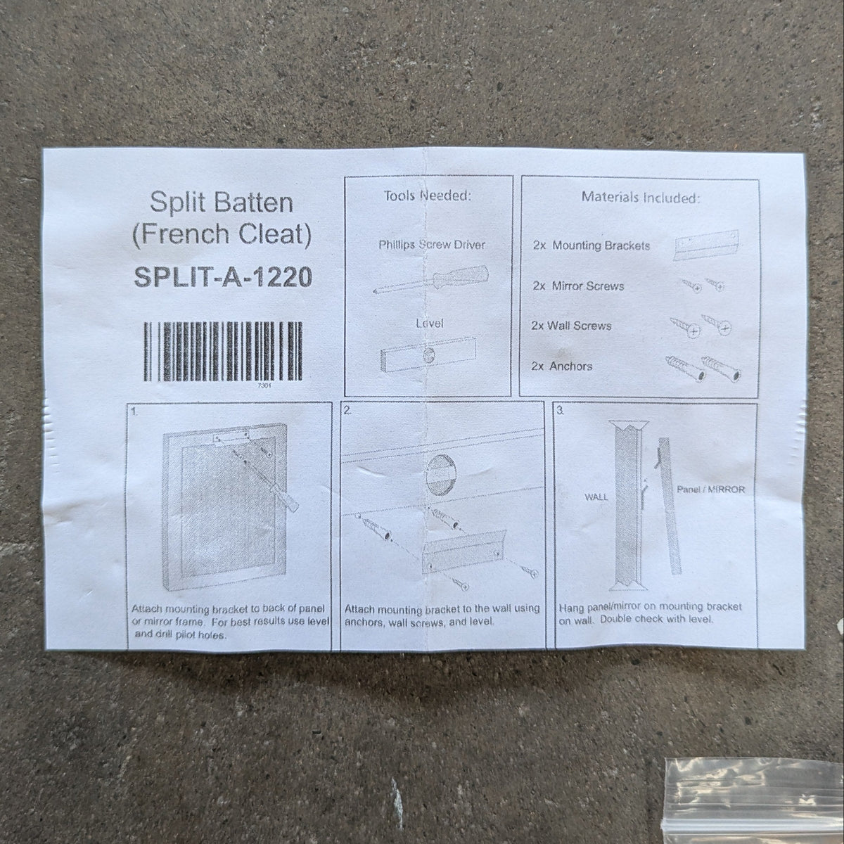Z Bar Hanger (French cleat) - Long 1220mm