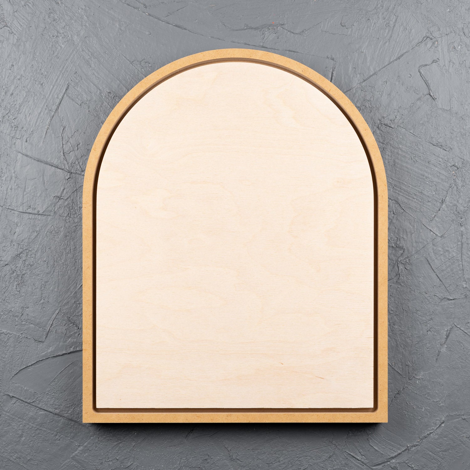 Framed arch natural birch wooden art board for acrylic paints, oil paints, pyrography, charcoal, pastel, structure medium, spray paint, gouache, pencil, resin.