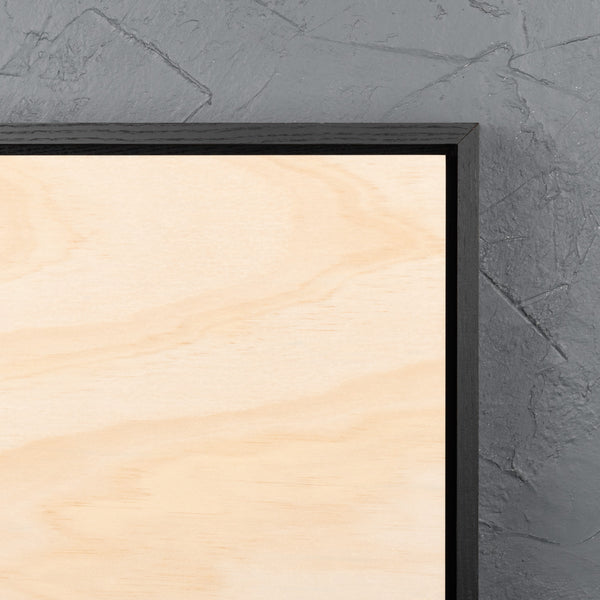 Satin black framed square natural pine wooden art board for acrylic paints, oil paints, pyrography, charcoal, pastel, structure medium, spray paint, gouache, pencil, resin.