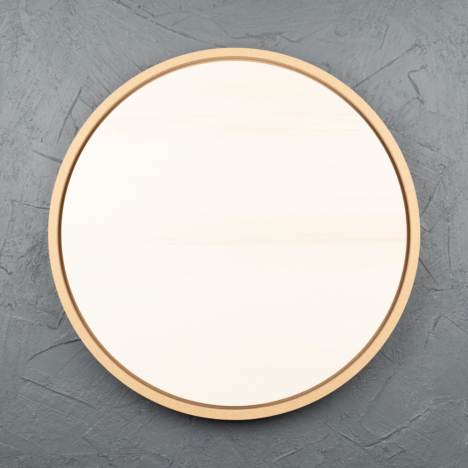 Framed round natural poplar wooden art board for acrylic paints, oil paints, pyrography, charcoal, pastel, structure medium, spray paint, gouache, pencil, resin.