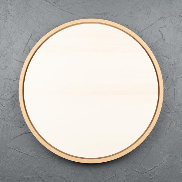 Framed round natural poplar wooden art board for acrylic paints, oil paints, pyrography, charcoal, pastel, structure medium, spray paint, gouache, pencil, resin.