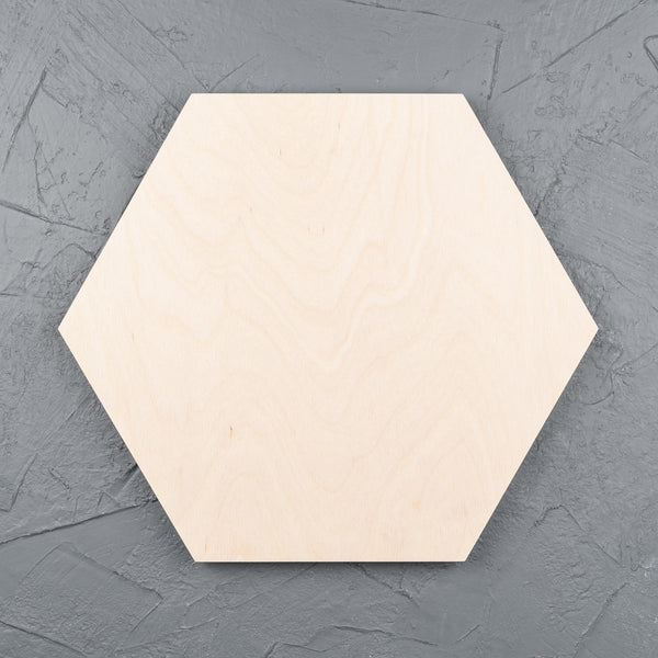 Hexagon natural birch wooden art board for acrylic paints, oil paints, pyrography, charcoal, pastel, structure medium, spray paint, gouache, pencil, resin.