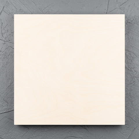 Square natural birch wooden art board for acrylic paints, oil paints, pyrography, charcoal, pastel, structure medium, spray paint, gouache, pencil, resin.