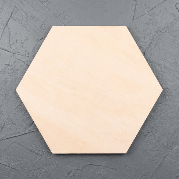 Hexagon natural pine wooden art board for acrylic paints, oil paints, pyrography, charcoal, pastel, structure medium, spray paint, gouache, pencil, resin.