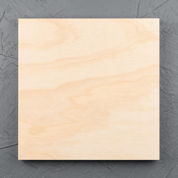 Square natural pine wooden art board for acrylic paints, oil paints, pyrography, charcoal, pastel, structure medium, spray paint, gouache, pencil, resin.