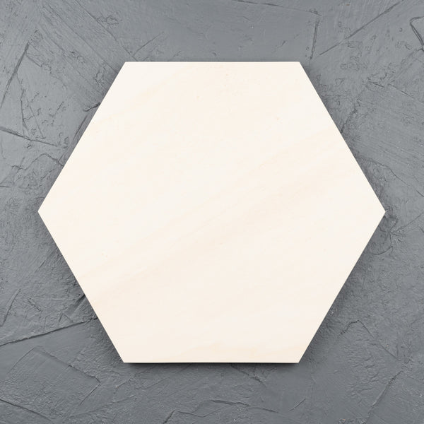 hexagon natural poplar wooden art board for acrylic paints, oil paints, pyrography, charcoal, pastel, structure medium, spray paint, gouache, pencil, resin.