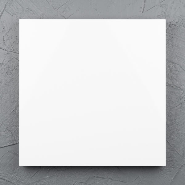 Square aluminium white art panel for acrylic paints, oil paints, structure medium, spray paints, gouache, resin.