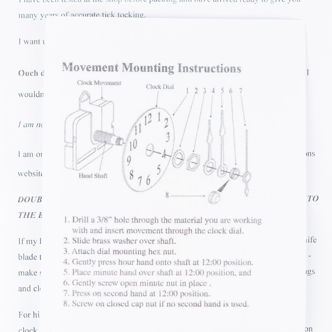 Clock Mechanism & Hand Set 178mm
